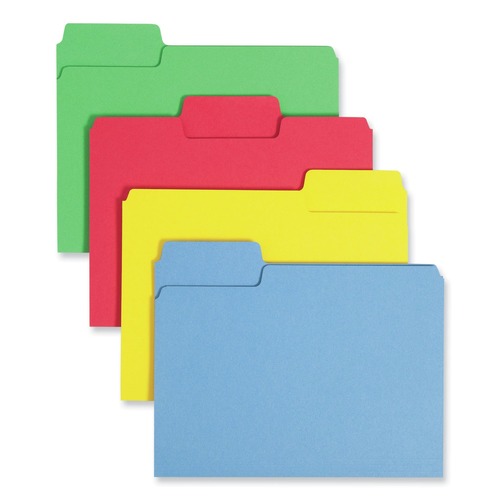 File Folders | Smead 11987 1/3-Cut Tabs Assorted Letter Size 0.75 in. Expansion SuperTab Colored File Folders - Assorted (100/Box) image number 0