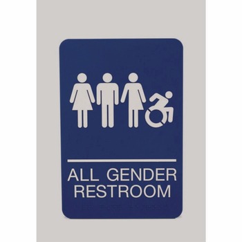 Headline Sign 7780 6 x 9 All Gender Restroom ADA Sign - Blue Face/White Graphics