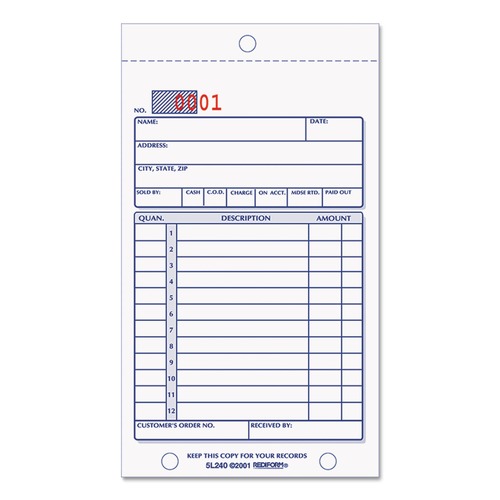 Just Launched | Rediform 5L240 3.63 in. x 6.38 in. 12 Lines 2-Part Carbonless Sales Book image number 0