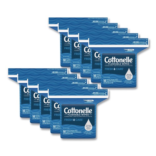 Cleaning Cloths | Cottonelle 41777 5 in. x 7.25 in. 1-Ply Fresh Care Flushable Cleansing Cloths - White (8/Carton) image number 0