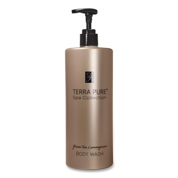 PRODUCTS | Diversified Hospitality Solutions 458968EA Terra Pure 16.23 oz. Bottle Body Wash Air Pump - Green Tea and Lemongrass Scent