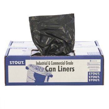 Stout by Envision T3658B15 36 in. x 58 in. 1.5 mil. 60 Gallon Total Recycled Content Plastic Trash Bags - Brown/ Black (100/Carton)