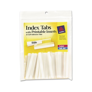 Avery 16241 2 in. Wide 1/5-Cut Insertable Index Tabs with Printable Inserts - Clear (25/Pack)