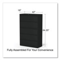 Office Filing Cabinets & Shelves | Alera 25513 42 in. x 18.63 in. x 67.63 in. 5 Legal/Letter/A4/A5 Size Lateral File Drawers - Black image number 7