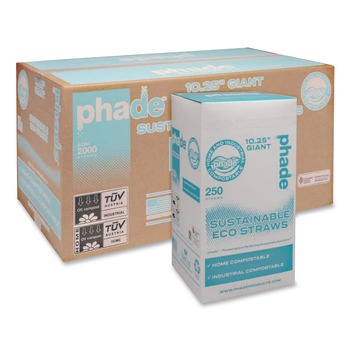 PRODUCTS | phade 511168 10.25 in. PHA Wrapped Marine Biodegradable Straws - Ocean Blue (2000/Carton)