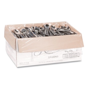 WNA WNA 620155 6 1/4 in. Reflections Design Heavyweight Plastic Spoons - Silver (600/Carton)