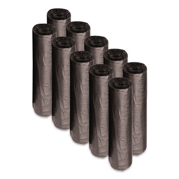 Boardwalk H8048EKKR01 40 in. x 48 in. 45 gal. 1 mil Recycled Low-Density Polyethylene Can Liners - Black (100/Carton)