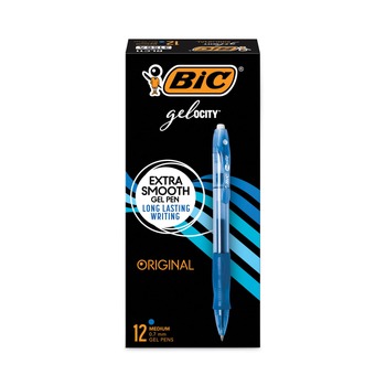 JUST LAUNCHED | BIC RLC11 BLU Gel-ocity 0.7 mm Medium Gel Pen - Blue Ink/Translucent Blue Barrel (1-Dozen)