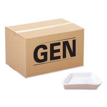 GEN 2DWH 8.56 in. x 6.1 in. x 1.2 in. No. 2D Foam Meat Trays - White (500/Carton)