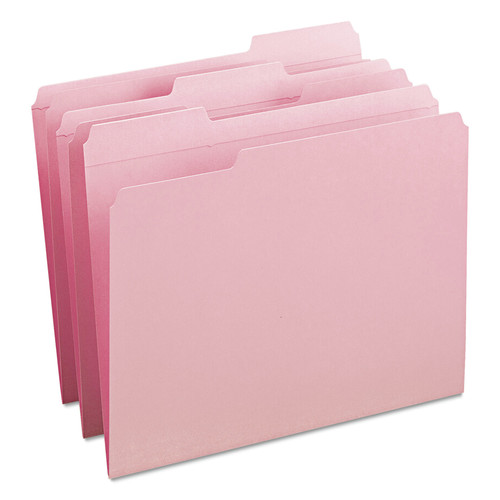 File Folders | Smead 12634 0.75 in. Expansion Reinforced 1/3-Cut Top Tab Colored File Folders - Letter Size/Pink (100/Box) image number 0