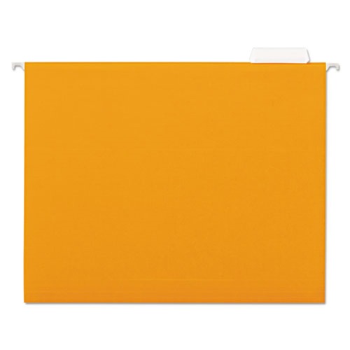 File Folders | Universal UNV14122 1/5-Cut Tab, Deluxe Bright Color Hanging File Folders - Letter Size, Orange (25/Box) image number 0