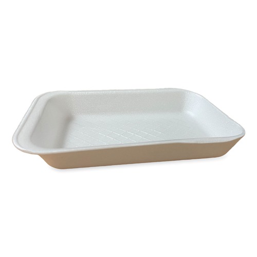 Food Trays, Containers, and Lids | GEN 2DWH 8.56 in. x 6.1 in. x 1.2 in. No. 2D Foam Meat Trays - White (500/Carton) image number 0