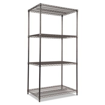 JUST LAUNCHED | Alera ALESW503624BA 36 in. x 24 in. x 72 in. Four-Shelf Wire Shelving Starter Kit - Black Anthracite