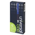 Back to School Sale | Universal UNV15541 1 mm Retractable Blue Barrel Comfort Grip Ballpoint Pen - Medium, Blue Ink (1 Dozen) image number 0