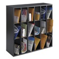 Filing Racks | Safco 7765BL 33.75 in. x 12 in. x 32.75 in. 18 Compartments Stackable Wood Mail Sorter with Adjustable Dividers - Black image number 1