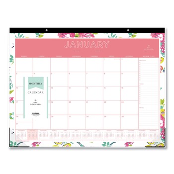 Blue Sky BLS103631 22 in. x 17 in. 12-Month (Jan to Dec): 2025 Day Designer Peyton Desk Pad Calendar - Floral Artwork, Black Binding, Clear Corners