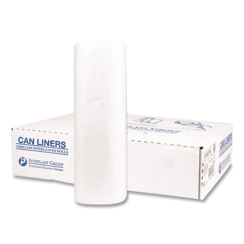 Trash Bags | Inteplast Group SLW4046SPNS 40 in. x 46 in. 45-Gallon 1.15 mil. Interleaved Roll Institutional Low-Density Can Liners - Natural (5-Rolls/Carton) image number 0