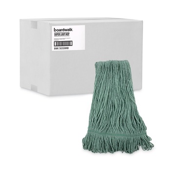 Boardwalk BWK502GNNB Premium Standard Cotton/Rayon Fiber Mop Head - Medium, Green (12/Carton)