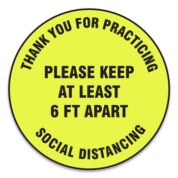  | GN1 MFS386ESP 17 in. Circle "Social Distance Maintain 6 ft." Footprint Slip-Gard Social Distance Floor Signs - Orange (25/Pack)