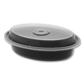 Food Service | Pactiv Corp. OC12B Newspring VERSAtainer 6.8 x 4.8 x 1.45 12 oz Oval Plastic Microwavable Containers - Black/Clear (150/Carton) image number 1