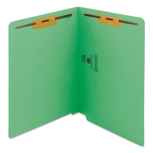 File Folders | Smead 25140 0.75 in. Expansion Heavyweight Colored End Tab 2-Fastener Folders - Letter Size/Green Exterior (50/Box) image number 0