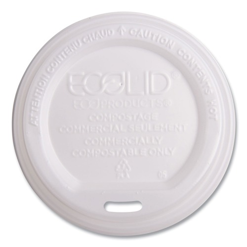 Labor Day Sale | Eco-Products EP-ECOLID-W 10 - 20 oz. EcoLid Renewable/Compostable Hot Cup Lid - White (800/Carton) image number 0