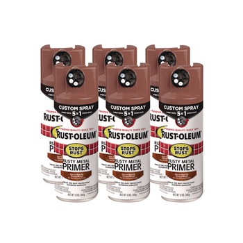 Rust-Oleum 384755 Stops Rust 5-in-1 Spray Paint, Rusty Metal, 12 oz Aerosol Can, 6/Carton