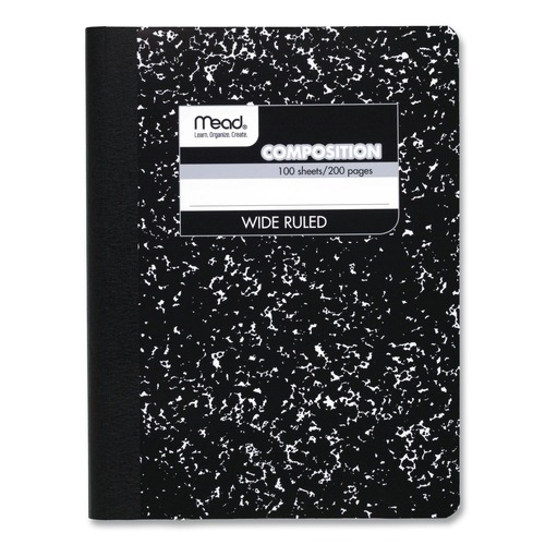 Back to School Sale | Mead 09910 9.75 in. x 7.5 in. Sheets Wide/Legal Rule Composition Book - Black Cover image number 0