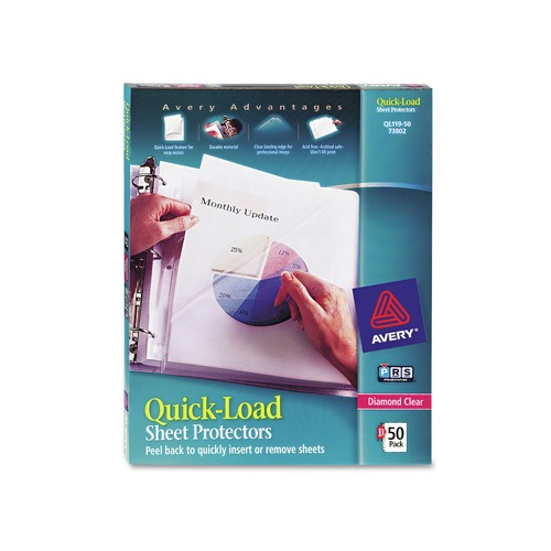 Sheet Protectors | Avery 73802 Letter Size Quick Top and Side Loading Sheet Protectors - Diamond Clear (50/Box) image number 0