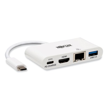 OFFICE ADAPTERS AND CHARGERS | Tripp Lite U444-06N-H4GU-C USB-C 4K HDMI USB-A PD Charging 4K Dock with Charging and Ethernet - White