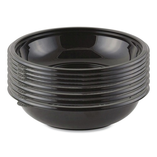 Food Trays, Containers, and Lids | Anchor 4548432 32 oz. 8-1/2 in. x 2.14 in. Plastic Diameter Crystal Classics Bowl - Black (300/Carton) image number 0