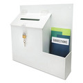 Desktop Organizers | Deflecto 79803 13.75 x 3.63 x 13.94 Plastic Suggestion Box Literature Holder with Locking Top - White image number 0
