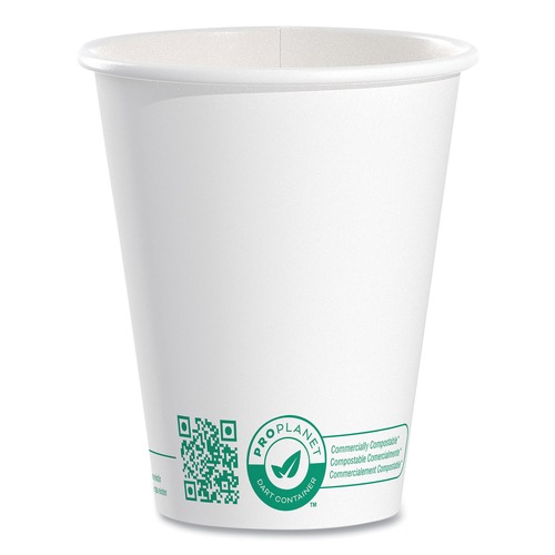 Cups and Lids | SOLO 378PLA-PLANET 8 oz. Compostable Paper Hot Cups - White/Green (50/Pack) image number 0