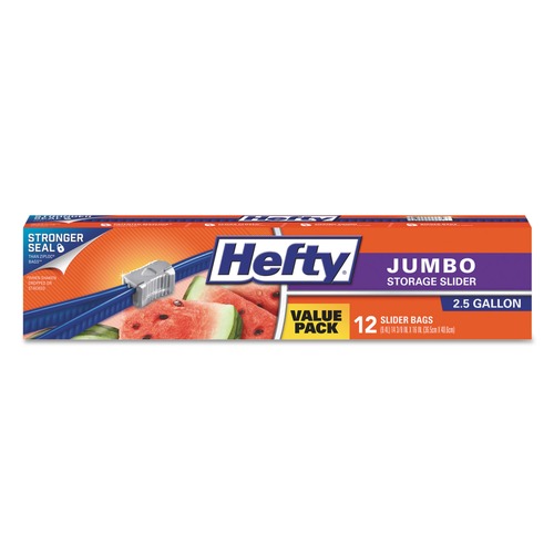 Food Service | Hefty R83812 14.38 in. x 9 in. Slider Food Storage Bags - Clear/Jumbo (12/Box) image number 0
