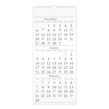 AT-A-GLANCE SW115-28 14-Month: Dec 2025 to Feb 2027 Three-Month Reference 12 in. x 27 in. Wall Calendar - White Sheets