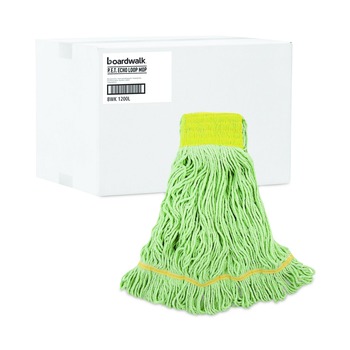 Boardwalk BWK1200LCT EcoMop Recycled Fiber Looped-End Mop Heads - Large, Green (12/Carton)