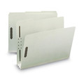 File Folders | Smead 15005 3 in. Expansion 2 Fasteners Letter Size Recycled Pressboard Fastener Folders - Gray-Green Exterior (25/Box) image number 0