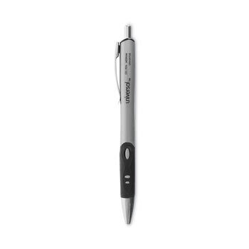 Universal 39720 0.7 mm. Medium Comfort Grip Retractable Gel Pen - Black Ink, Gray/Black/Silver Barrel (1-Dozen)