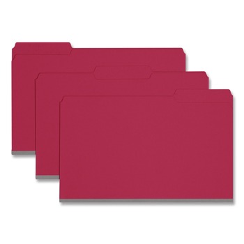 Smead 22538 1/3-Cut Tabs Assorted Legal Size 1 in. Expansion Recycled Heavy Pressboard Folders - Bright Red (25/Box)