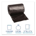 Trash & Waste Bins | Boardwalk H3417RKKR01 4 Gallon 0.35 mil 17 in. x 17 in. Perforated Roll Low-Density Waste Can Liners - Black (50 Bags/Roll, 20 Rolls/Carton) image number 4