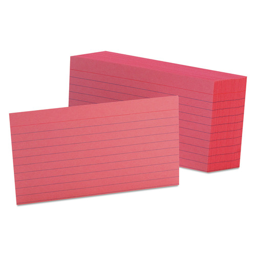 Flash Cards | Oxford 7321 CHE 3 in. x 5 in. Ruled Index Cards - Cherry (100/Pack) image number 0