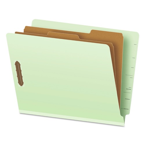 File Folders | Pendaflex 23224 2.5 in. Expansion 2 Dividers 6 Fasteners Letter Size End Tab Classification Folders - Pale Green Exterior (10/Box) image number 0