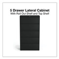 Office Filing Cabinets & Shelves | Alera 25497 36 in. x 18.63 in. x 67.63 in. 5 Lateral File Drawer - Legal/Letter/A4/A5 Size, Black image number 6
