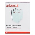 File Folders | Universal UNV10415 1 in. Expansion 2 Fasteners Letter Size Top Tab Classification Folders - Light Blue Exterior (25/Box) image number 0