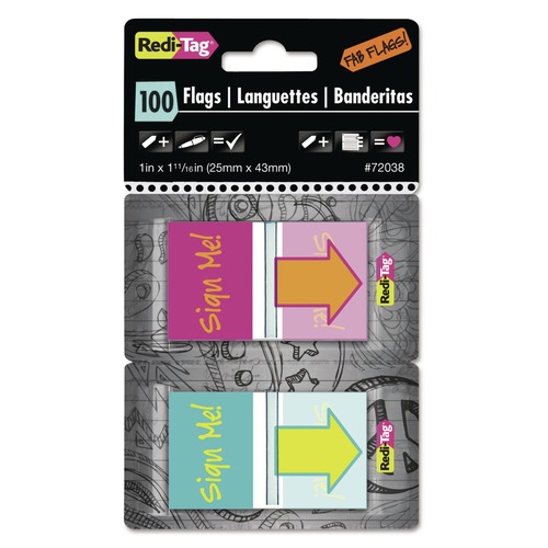 Page Flags | Redi-Tag B72038 Pop-Up Fab Page Flags with Dispenser - Red/Orange/Teal/Yellow (100/Pack) image number 0