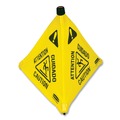 Just Launched | Rubbermaid Commercial FG9S0100YEL 3-Sided Fabric 21 in. x 21 in. x 30 in. Multilingual Pop-Up Wer Floor Safety Cone - Yellow image number 3