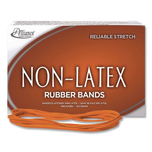Rubber Bands | Alliance 37176 1 lbs. Box Size 117B 0.04 in. Gauge Non-Latex Rubber Bands - Orange (1-Box) image number 0