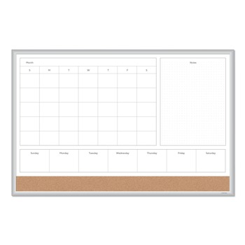  | U Brands 3891U00-01 4N1 35 x 23 Magnetic Dry Erase Combo Board - Tan/White Surface/Silver Aluminum Frame