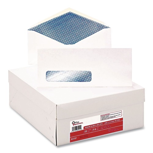 Envelopes & Mailers | Office Impressions OFF82291 #10 4.13 in. x 9-1/2 in. Gummed Closure Trade Size Security Tint Envelope - White (500/Box) image number 0