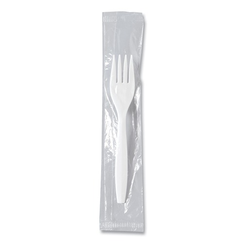 Cutlery | SOLO MOW1-0007 Individually Wrapped Regal Mediumweight Plastic Cutlery Fork - White (1000/Carton) image number 0